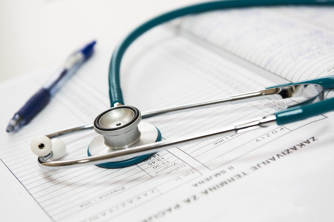 A stethoscope on a white background